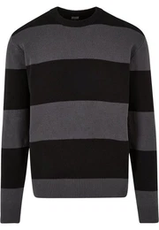 Rundhalspullover Herren Heavy Oversized Striped Sweatshirt (1-tlg)