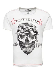 T-Shirt fr Herren Bearded Biker Skull Print Motiv vintage Look MT00203 Rundhalsauschnitt bedruckt kurzarm slim fit