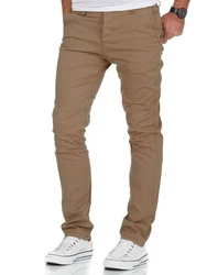 REPUBLIX Herren Regular Slim Stretch Chino Hose Fit R7009 Khaki/Braun/Beige