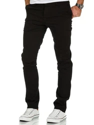 REPUBLIX Herren Regular Slim Stretch Chino Hose Fit R7009 Schwarz/Khaki