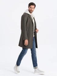 OMBRE Kurzmantel Leichter einreihiger Herrenmantel (OM-COWC-0104) graphit/khaki (OM-COWC-0104)