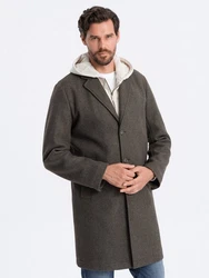 OMBRE Kurzmantel Leichter einreihiger Herrenmantel (OM-COWC-0104) graphit/khaki (OM-COWC-0104)