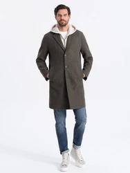 OMBRE Kurzmantel Leichter einreihiger Herrenmantel (OM-COWC-0104) graphit/khaki (OM-COWC-0104)