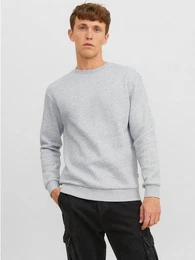 Sweatshirt Basic Sweater Sweatshirt Pullover JJEBRADLEY 6027 in Grau-2