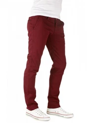 WOTEGA Chinohose Herren Slim Fit Dunkelrot/Bordeaux/Rot