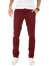 WOTEGA Chinohose Herren Slim Fit Dunkelrot/Bordeaux/Rot