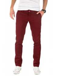 WOTEGA Chinohose Herren Slim Fit Dunkelrot/Bordeaux/Rot