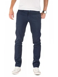 WOTEGA Chinohose Herren Slim Fit Dunkelblau/Hellblau