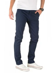 WOTEGA Chinohose Herren Slim Fit Dunkelblau/Hellblau