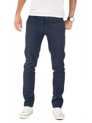 WOTEGA Chinohose Herren Slim Fit Dunkelblau/Hellblau