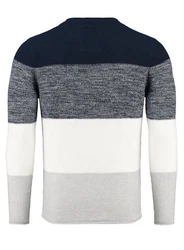 Key Largo Rundhalspullover MST JOGI navy/rauchblau/blaumeliert/wei