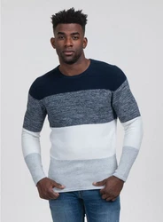 Key Largo Rundhalspullover MST JOGI navy/rauchblau/blaumeliert/wei