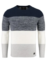 Key Largo Rundhalspullover MST JOGI navy/rauchblau/blaumeliert/wei