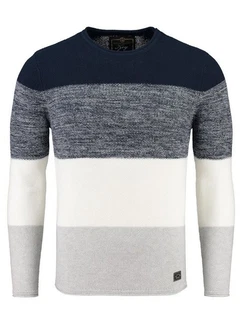 Key Largo Rundhalspullover MST JOGI navy/rauchblau/blaumeliert/wei