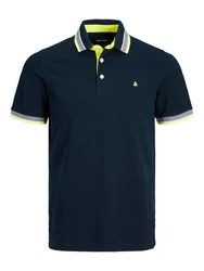 Jack & Jones Poloshirt Fit Polo Shirt JJEPAULOS Sommer Hemd Pique (1-tlg) (3615) Dunkelblau (3615)