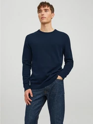 Jack & Jones Strickpullover JJEBASIC KNIT CREW NECK Marineblau