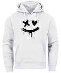 Neverless Hoodie Herren Bedruckt Techwear Fashion Streetstyle Smiling Face Weiß/Grau/Dunkelgrau/Hellgrau/Schwarz