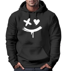 Neverless Hoodie Herren Bedruckt Techwear Fashion Streetstyle Smiling Face Schwarz