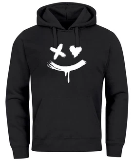 Neverless Hoodie Herren Bedruckt Techwear Fashion Streetstyle Smiling Face
