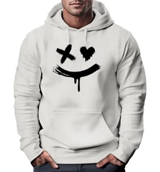 Neverless Hoodie Herren Bedruckt Techwear Fashion Streetstyle Smiling Face Grau/Weiß/Dunkelgrau/Hellgrau/Creme/Beige