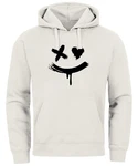 Neverless Hoodie Herren Bedruckt Techwear Fashion Streetstyle Smiling Face Grau/Weiß/Dunkelgrau/Hellgrau/Creme/Beige