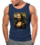 MoonWorks Herren Tanktop Mona Lisa Parodie Meme Blau/Braun/Orange/Grün MoonWorks Herren Tanktop Mona Lisa Parodie Meme Blau/Braun/Orange/Grün