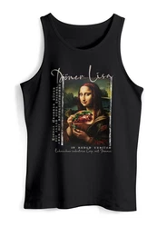 MoonWorks Herren Tanktop Mona Lisa Parodie Meme Silber/Rot/Braun/Gelb