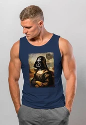 MoonWorks Herren Tanktop Mona Lisa Parodie Meme Dunkelblau