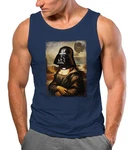 MoonWorks Herren Tanktop Mona Lisa Parodie Meme Dunkelblau