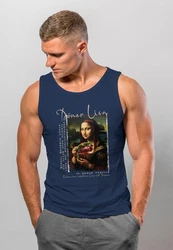 MoonWorks Herren Tanktop Mona Lisa Parodie Meme Blau/Dunkelblau