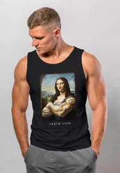 MoonWorks Herren Tanktop Mona Lisa Parodie Meme Orange/Schwarz/Gelb/Hellblau/Braun