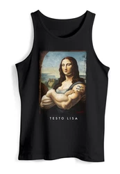 MoonWorks Herren Tanktop Mona Lisa Parodie Meme Orange/Schwarz/Gelb/Hellblau/Braun