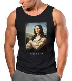 Tanktop Herren Tank-Top Print Aufdruck Mona Lisa Parodie Meme mit Print