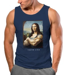 Tanktop Herren Tank-Top Print Aufdruck Mona Lisa Parodie Meme mit Print
