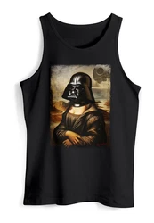 MoonWorks Herren Tanktop Mona Lisa Parodie Meme Schwarz/Dunkelgrau