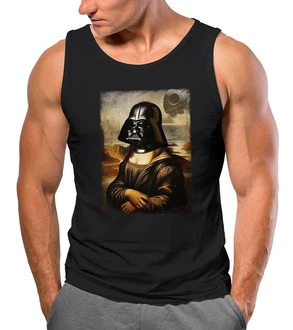 MoonWorks Herren Tanktop Mona Lisa Parodie Meme Schwarz/Dunkelgrau