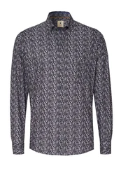 Hatico Langarmhemd Regular Fit Businesshemd Schwarz/Braun/Dunkelblau/Grau