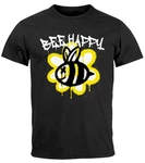 Neverless Print-Shirt Herren T-Shirt Aufdruck Bee Happy Gelb/Schwarz