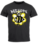 Neverless Print-Shirt Herren T-Shirt Aufdruck Bee Happy Gelb/Schwarz/Hellblau