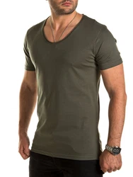 WOTEGA V-Shirt Nasus Basic Tee V-Neck Dunkelgrün/Khaki