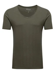 WOTEGA V-Shirt Nasus Basic Tee V-Neck Dunkelgrün/Khaki