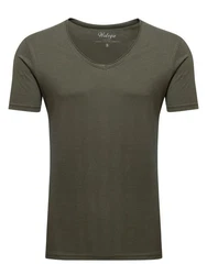 WOTEGA V-Shirt Nasus Basic Tee V-Neck Dunkelgrün/Khaki