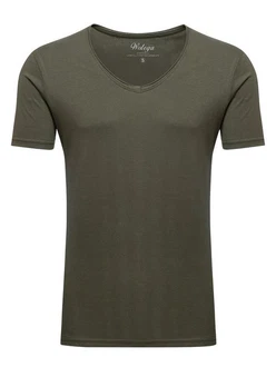 WOTEGA V-Shirt Nasus Basic Tee V-Neck Dunkelgrün/Khaki WOTEGA V-Shirt Nasus Basic Tee V-Neck Dunkelgrün/Khaki