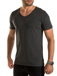 WOTEGA V-Shirt Nasus Basic Tee V-Neck Dunkelgrau/Grau