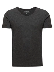WOTEGA V-Shirt Nasus Basic Tee V-Neck Dunkelgrau/Grau