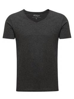 WOTEGA V-Shirt Nasus Basic Tee V-Neck Dunkelgrau/Grau