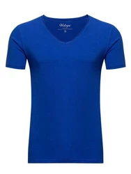 WOTEGA V-Shirt Nasus Basic Tee V-Neck Blau/Dunkelblau