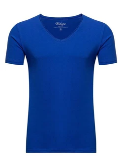 WOTEGA V-Shirt Nasus Basic Tee V-Neck Blau/Dunkelblau