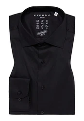 Eterna Langarmhemd Schwarz/Dunkelblau