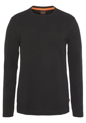 BOSS ORANGE Langarmshirt mit Kontrastband im Kragen Schwarz/Dunkelgrau/Dunkelgrün/Khaki